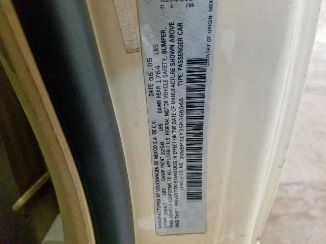 3VWBM31Y35M368046 - 2005 VOLKSWAGEN NEW BEETLE BEIGE photo 10