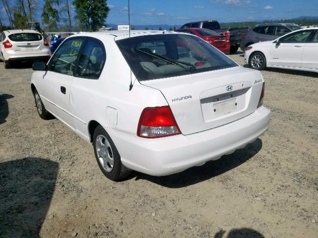 KMHCG35C61U082156 - 2001 HYUNDAI ACCENT GS WHITE photo 3