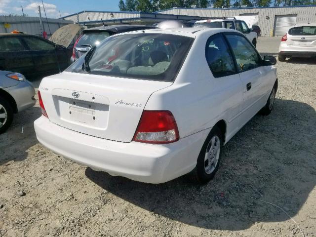 KMHCG35C61U082156 - 2001 HYUNDAI ACCENT GS WHITE photo 4