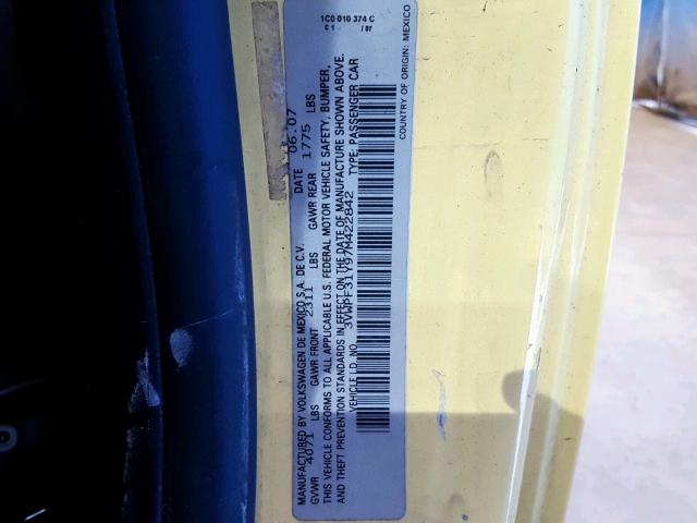 3VWPF31Y97M422842 - 2007 VOLKSWAGEN NEW BEETLE Gelb Foto 10