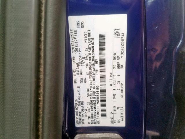 1FMCU0F75EUB54186 - 2014 FORD ESCAPE S BLUE photo 10