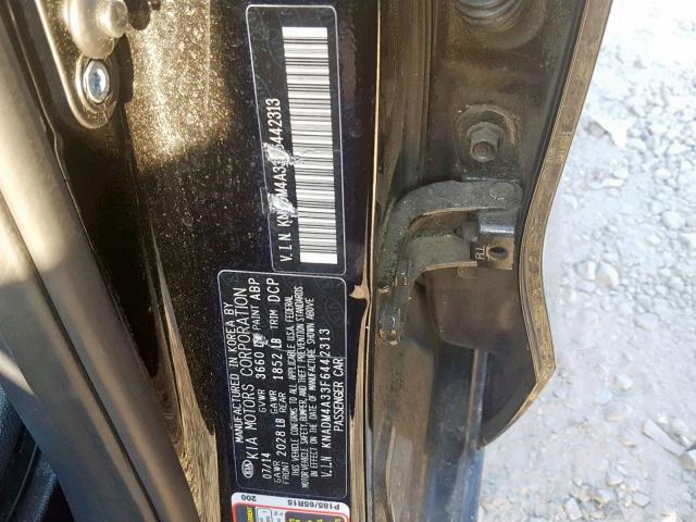 KNADM4A33F6442313 - 2015 KIA RIO LX BLACK photo 10