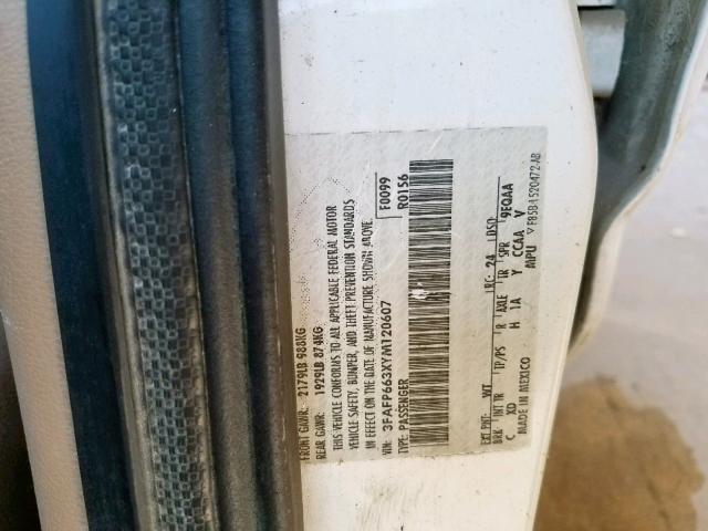 3FAFP663XYM120607 - 2000 FORD CONTOUR SE WHITE photo 10