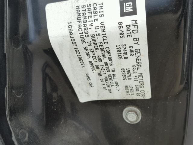 1G8AJ55F16Z106872 - 2006 SATURN ION LEVEL BLACK photo 10