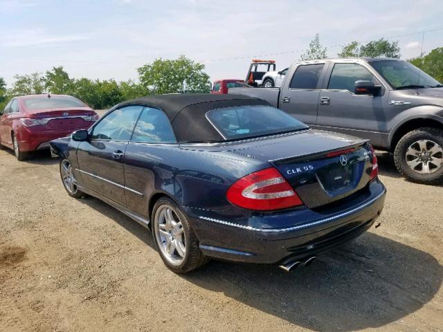 WDBTK76G85T050122 - 2005 MERCEDES-BENZ CLK 55 AMG BLUE photo 3