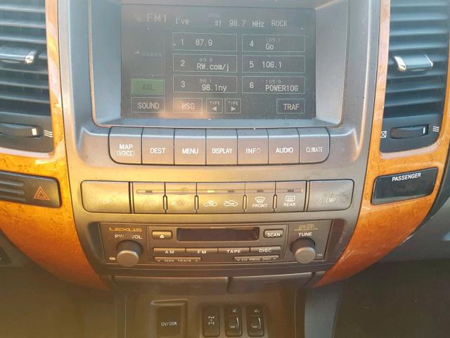 JTJBT20X550083664 - 2005 LEXUS GX 470 GRAY photo 9