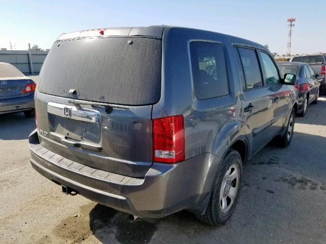 5FNYF3H22BB018108 - 2011 HONDA PILOT LX GRAY photo 4