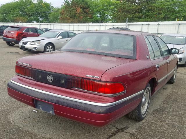 2MELM75W3PX675973 - 1993 MERCURY GRAND MARQ MAROON photo 4