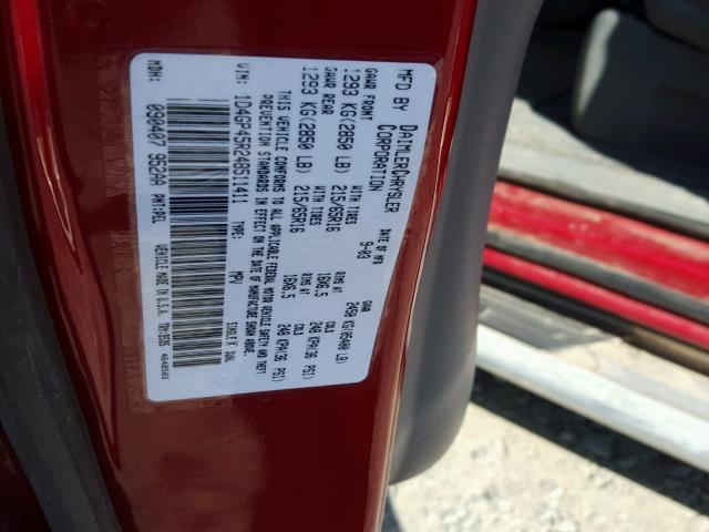 1D4GP45R24B511411 - 2004 DODGE CARAVAN SX RED photo 10