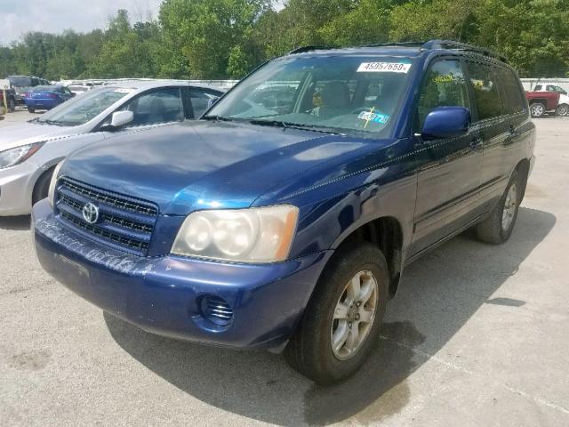 JTEHF21A930153996 - 2003 TOYOTA HIGHLANDER BLUE photo 2