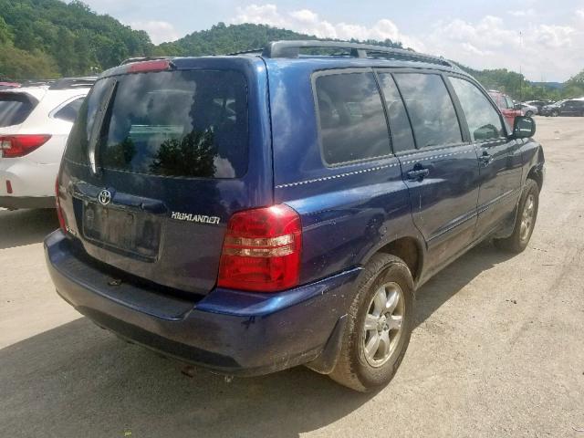 JTEHF21A930153996 - 2003 TOYOTA HIGHLANDER BLUE photo 4