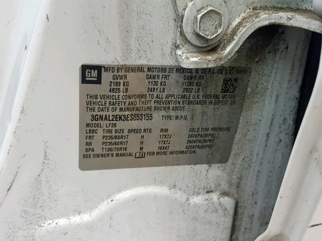 3GNAL2EK3ES653155 - 2014 CHEVROLET CAPTIVA LS 白色 照片 10