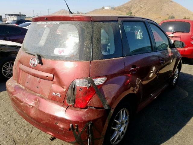 JTKKT624560146382 - 2006 TOYOTA SCION XA RED photo 4