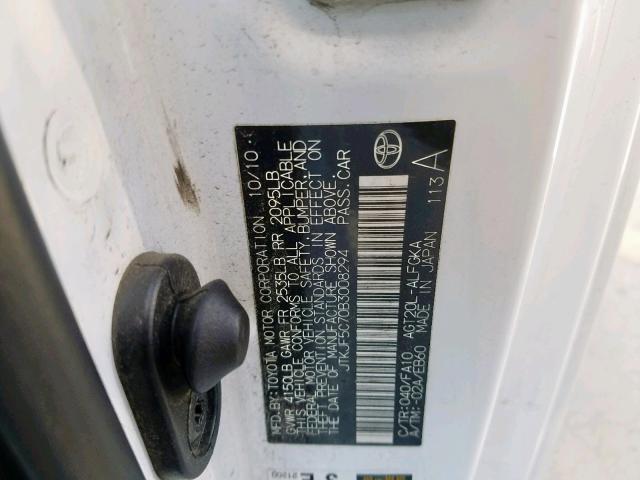 JTKJF5C70B3008294 - 2011 TOYOTA SCION TC თეთრი ფოტო 10