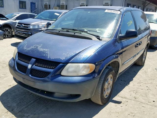 1B4GP25382B737959 - 2002 DODGE CARAVAN SE BLUE photo 2