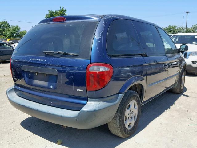 1B4GP25382B737959 - 2002 DODGE CARAVAN SE BLUE photo 4