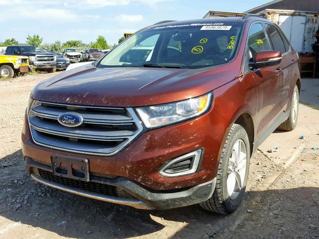 2FMTK4J83FBB34989 - 2015 FORD EDGE SEL BROWN photo 2