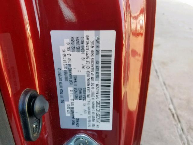 JM1NC25F180138860 - 2008 MAZDA MX-5 MIATA RED photo 10