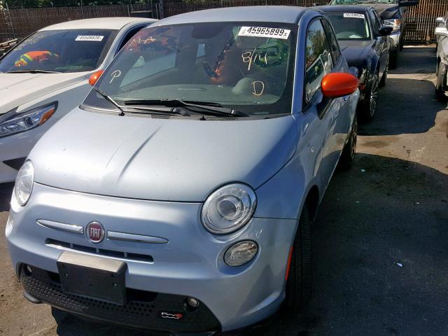 3C3CFFGE6FT507307 - 2015 FIAT 500 ELECTR BLUE photo 2