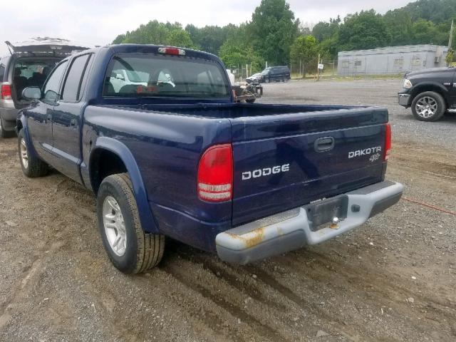 1D7HL38X63S319950 - 2003 DODGE DAKOTA QUA BLUE photo 3