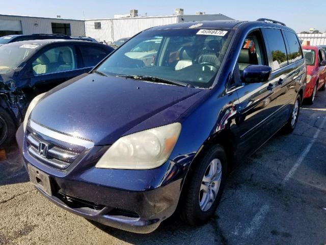 5FNRL38666B059573 - 2006 HONDA ODYSSEY EX BLUE photo 2