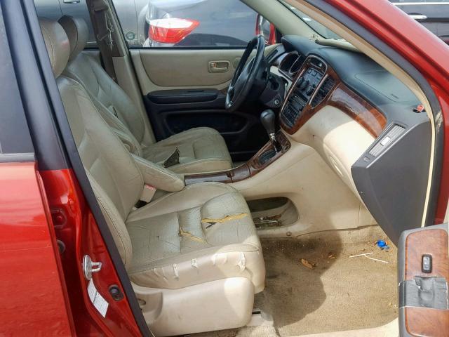 JTEHF21A830106703 - 2003 TOYOTA HIGHLANDER BURGUNDY photo 5