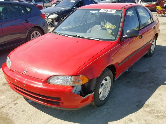 1HGEG8648SL023166 - 1995 HONDA CIVIC DX RED photo 2