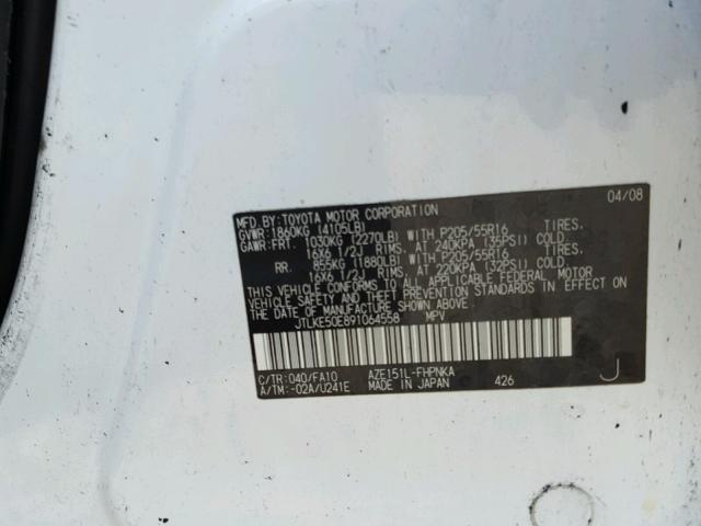 JTLKE50E891064558 - 2009 TOYOTA SCION XB Ақ фото 10