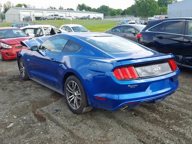 1FA6P8CF0H5289048 - 2017 FORD MUSTANG GT BLUE photo 3