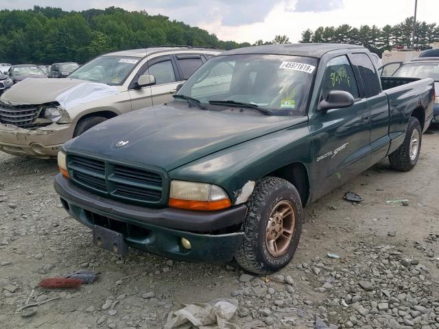 1B7GL22X3YS692847 - 2000 DODGE DAKOTA GREEN photo 2