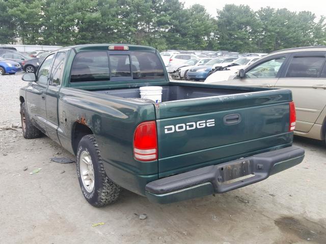 1B7GL22X3YS692847 - 2000 DODGE DAKOTA GREEN photo 3