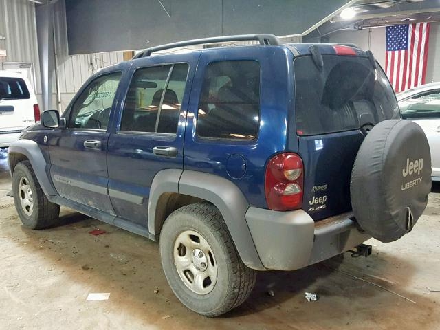 1J4GL48K65W547811 - 2005 JEEP LIBERTY SP BLUE photo 3