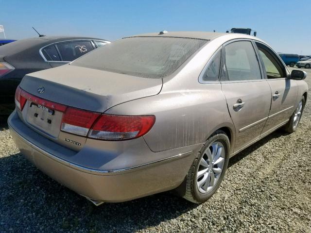 KMHFC46F68A273904 - 2008 HYUNDAI AZERA SE BEIGE photo 4