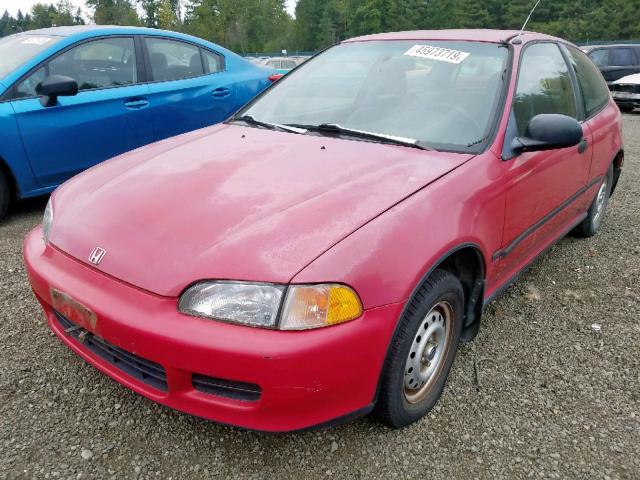 2HGEH2340NH555396 - 1992 HONDA CIVIC CX RED photo 2