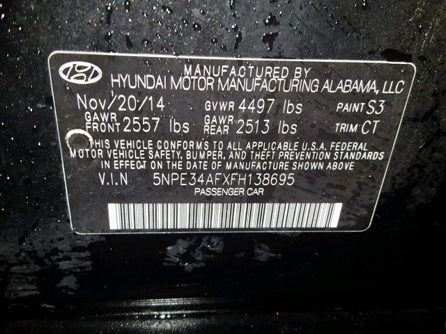 5NPE34AFXFH138695 - 2015 HYUNDAI SONATA SPO BLACK photo 10