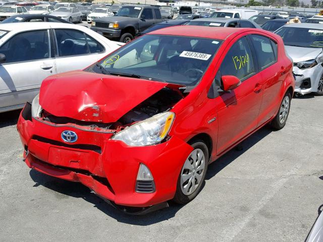 JTDKDTB3XD1530563 - 2013 TOYOTA PRIUS C RED photo 2