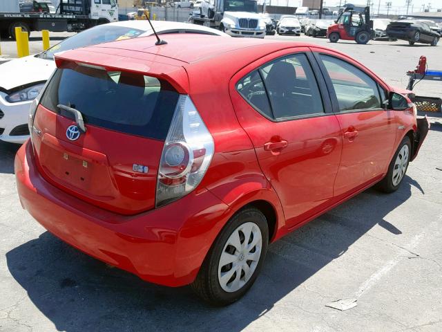 JTDKDTB3XD1530563 - 2013 TOYOTA PRIUS C RED photo 4