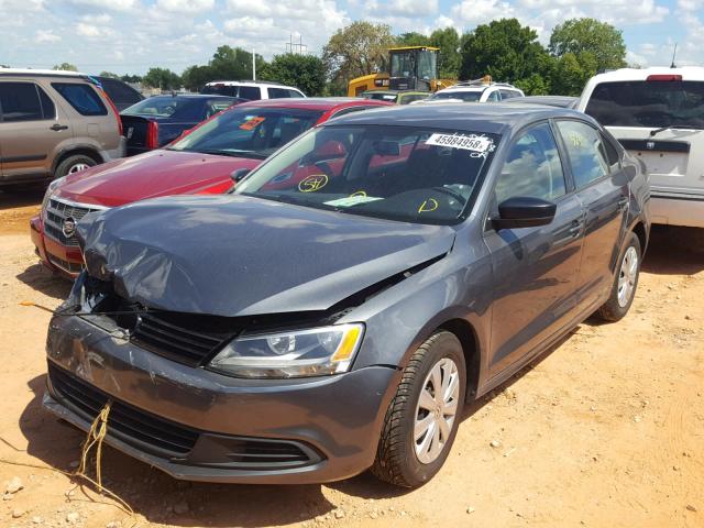 3VW2K7AJ4DM236606 - 2013 VOLKSWAGEN JETTA BASE GRAY photo 2