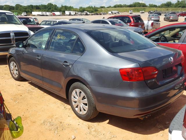 3VW2K7AJ4DM236606 - 2013 VOLKSWAGEN JETTA BASE GRAY photo 3