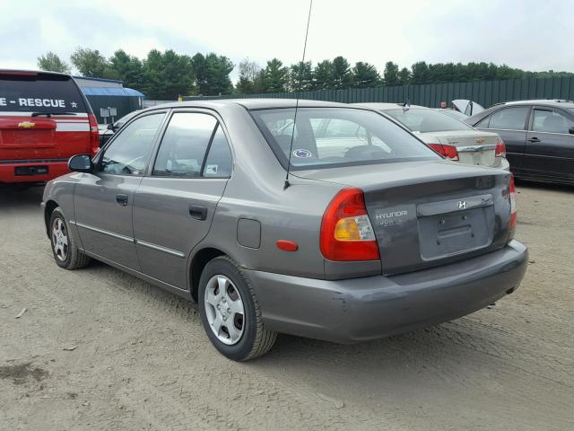 KMHCG45C52U269671 - 2002 HYUNDAI ACCENT GL GRAY photo 3