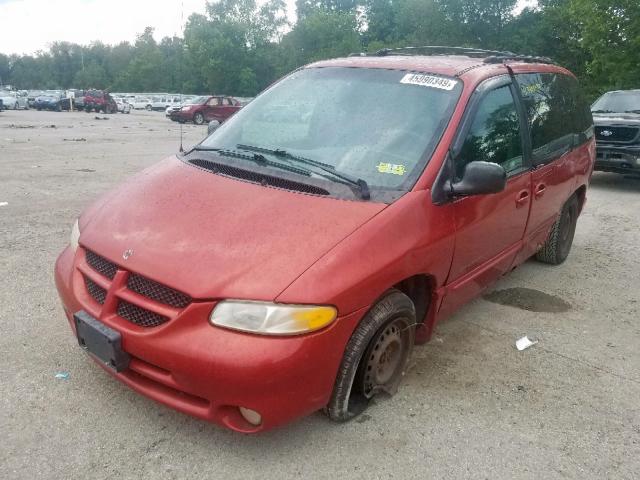 1B4GP45G3YB546909 - 2000 DODGE CARAVAN SE RED photo 2