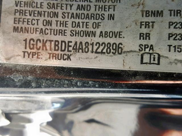 1GCKTBDE4A8122896 - 2010 CHEVROLET COLORADO BLACK photo 10