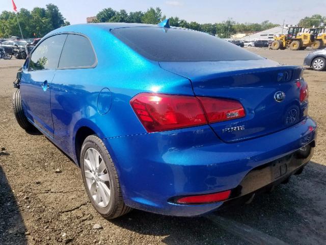 KNAFX6A86E5244627 - 2014 KIA FORTE EX BLUE photo 3