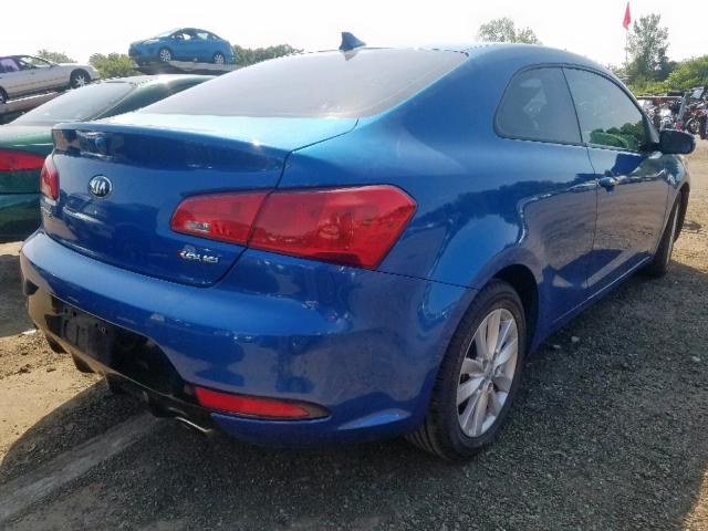 KNAFX6A86E5244627 - 2014 KIA FORTE EX BLUE photo 4