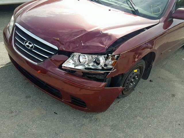 5NPET46C09H501105 - 2009 HYUNDAI SONATA GLS MAROON photo 9