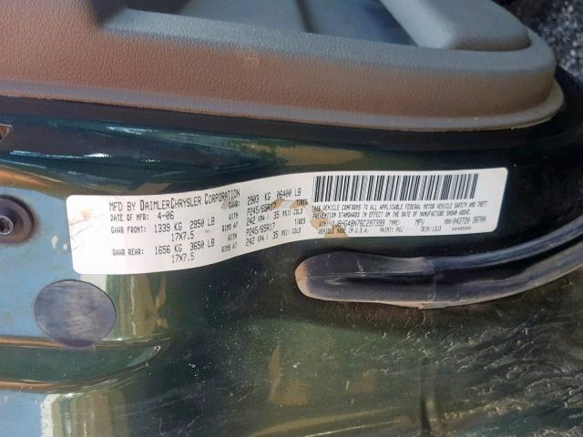 1J8HG48N76C297399 - 2006 JEEP COMMANDER GREEN photo 10