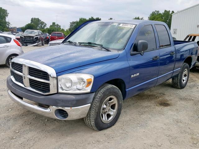 1D7HA18N48S627280 - 2008 DODGE RAM 1500 S BLUE photo 2