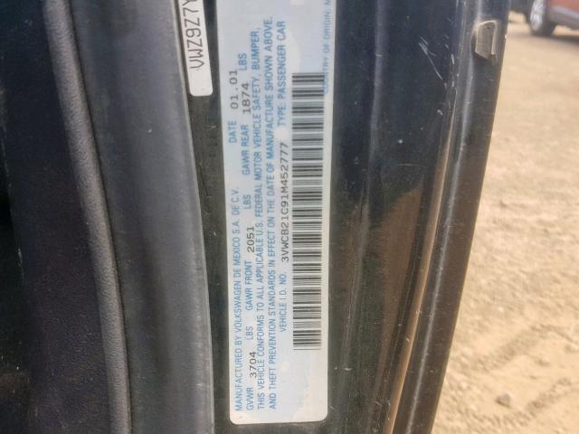 3VWCB21C91M452777 - 2001 VOLKSWAGEN NEW BEETLE შავი ფოტო 10