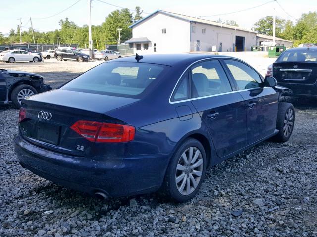 WAULK78K29N023850 - 2009 AUDI A4 3.2 QUA BLUE photo 4