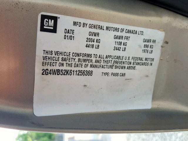 2G4WB52K611256368 - 2001 BUICK REGAL LS 米色 照片 10